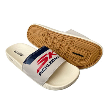 Skechers Hyper Burst Recovery Cream And Red Slides