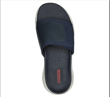 SKECHER LATEST ADJUSTABLE SLIDES (WHITE+BLUE)