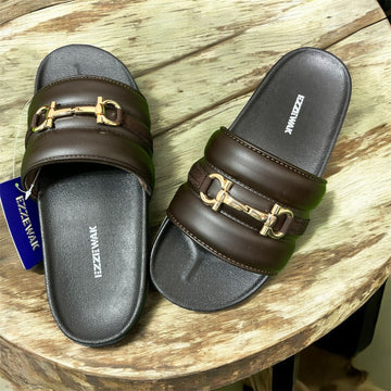 BROWN BUCKLE SUMMER SLIPPERS LATEST COLLECTION