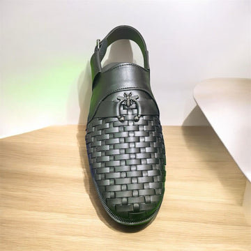 BLACK CROCODILE BUCKLE PESHAWARI CHAPPAL