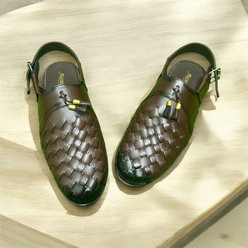 BROWN CROCODILE FLOWER PESHAWARI CHAPPAL