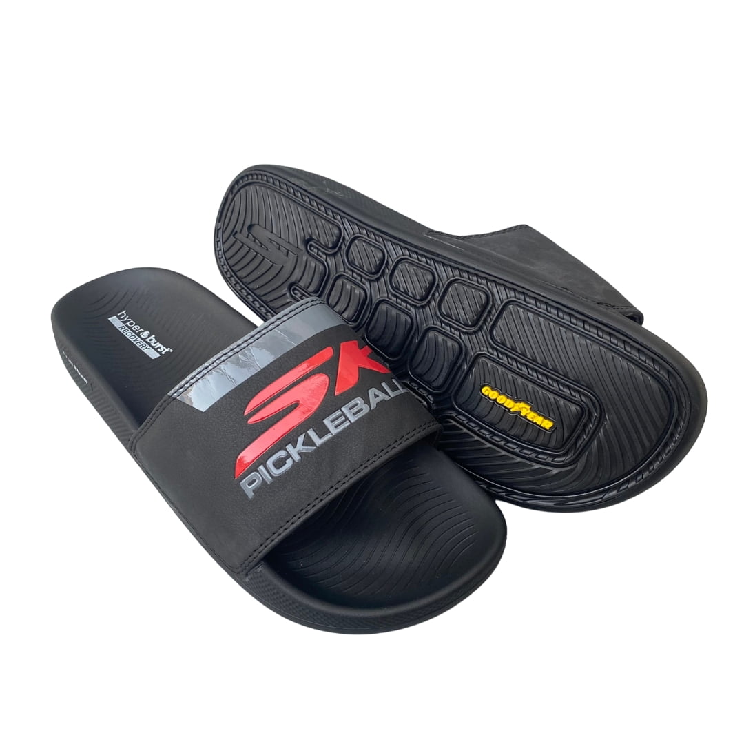 Skechers Hyper Burst Recovery Gray Red Slides