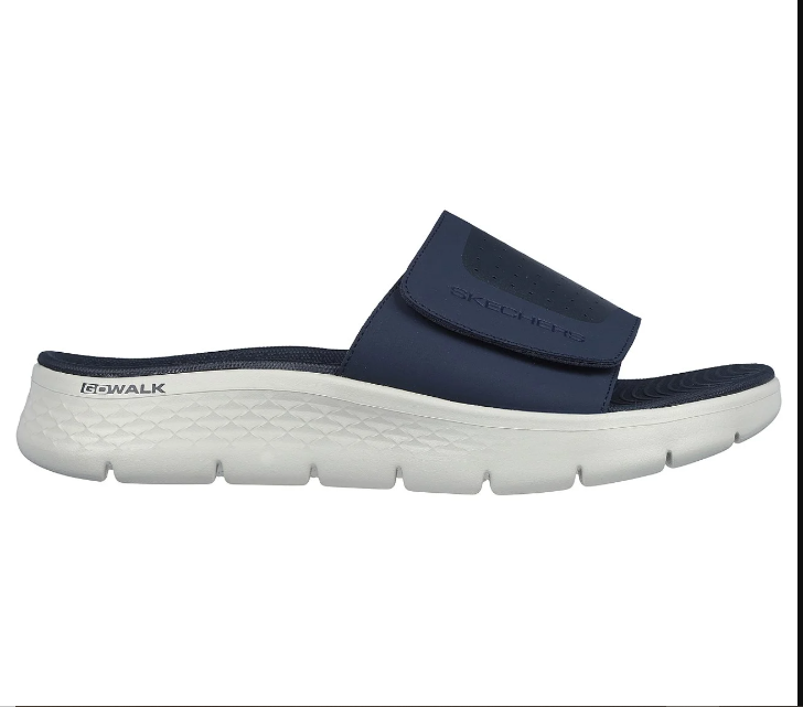 SKECHER LATEST ADJUSTABLE SLIDES (WHITE+BLUE)