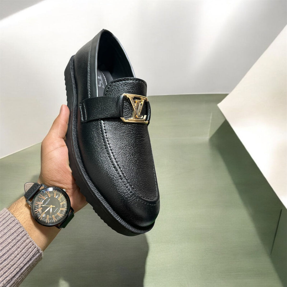 LATEST LV SHINNY LOAFFERS (BLACK)