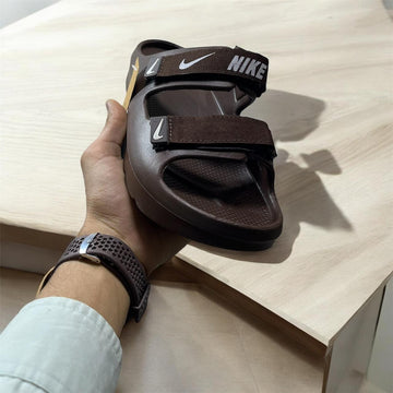 NIKE ADJUSTABLE STRAPS SLIPPERS BROWN