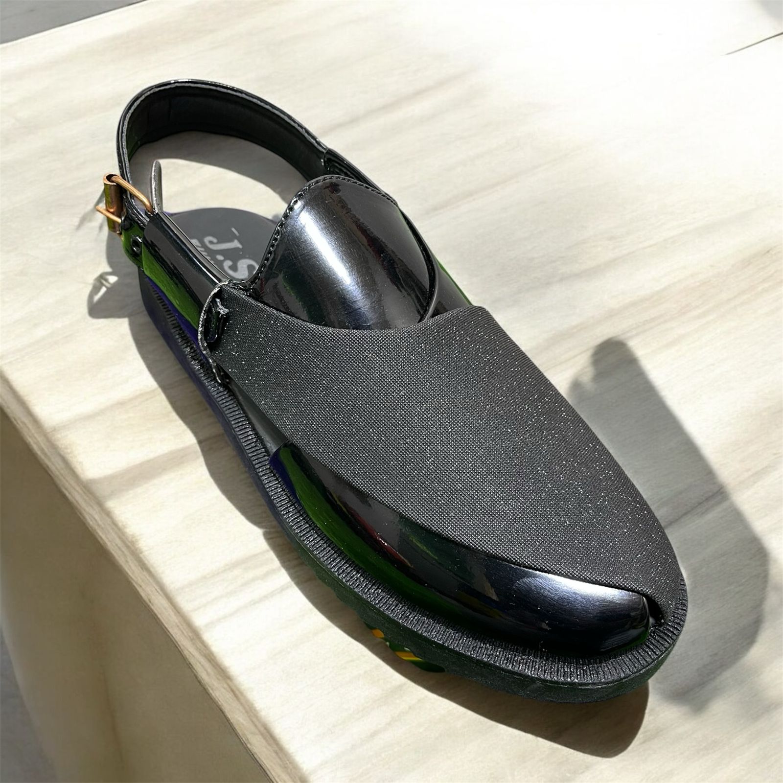 BLACK HALF SPARKLY PESHAWARI CHAPPAL
