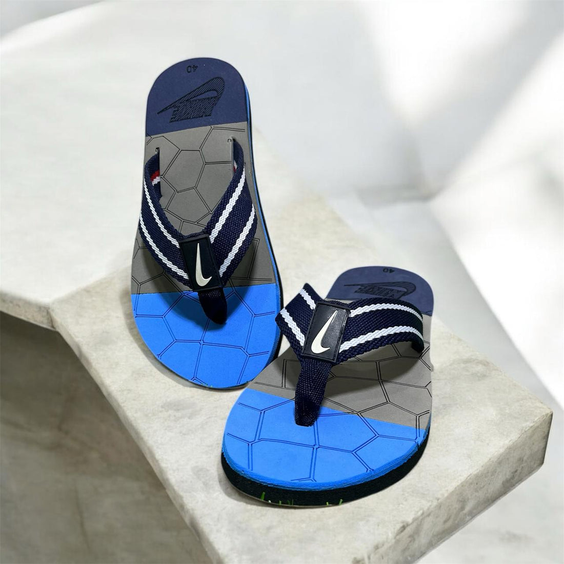 NIKE FLIP FLOP SUMMER SLIPPER BLUE AND GREY