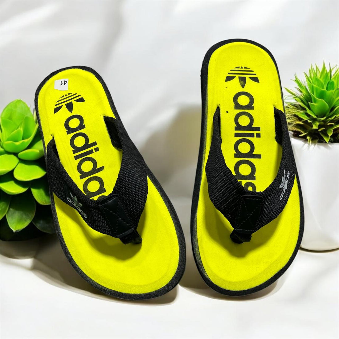 ADDIDAS  FLIP FLOP SUMMER SLIPPER BLACK AND YELLOW