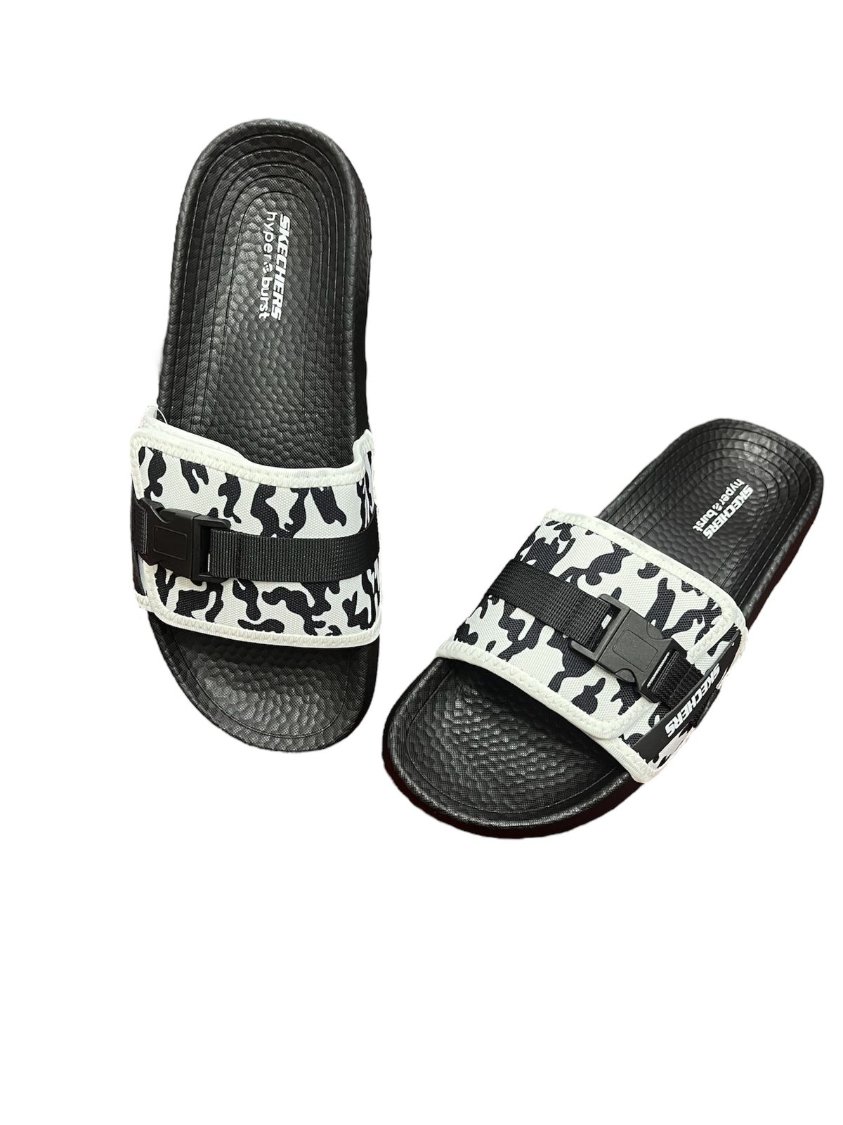 SKETCHERS SLIDS WHITE+BLACK